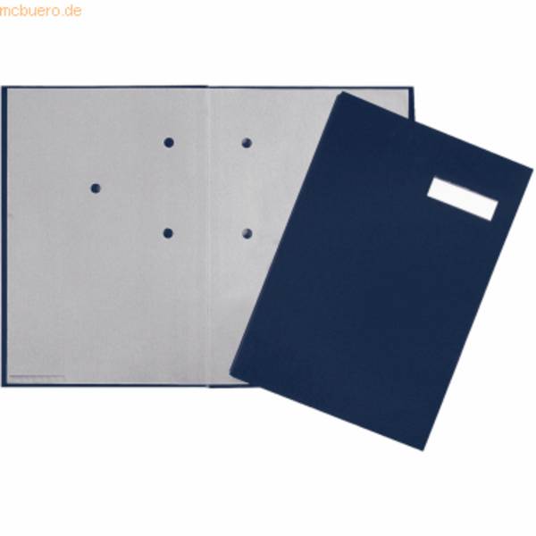 Unterschriftsmappe 5 Fächer Leinen blau