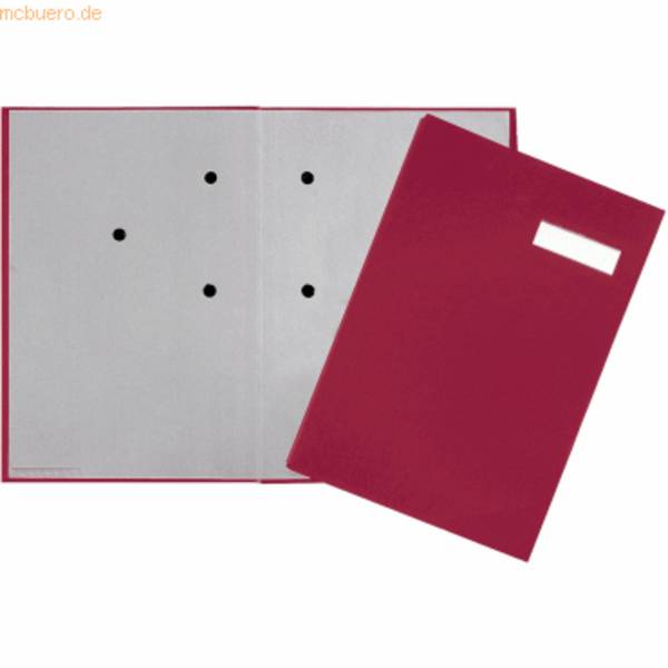 Unterschriftsmappe 5 Fächer Leinen rot