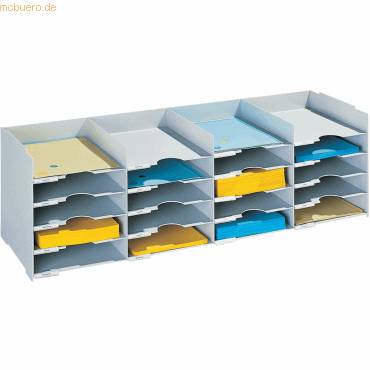 Formularbox stapelbar HxTxB 31,3x30,4x89,7cm 20 Fächer PS (Polystyrol) grau-0