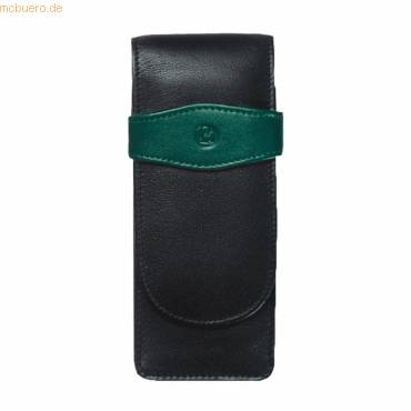 Schreibgeräteetui Leder TG 32 schwarz-grün für 3 Schreibgeräte-0