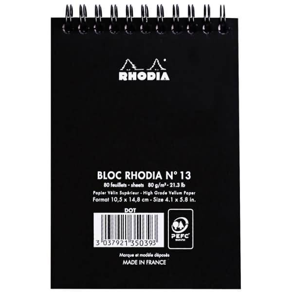 Spiralnotizblock A6 80 Blatt 80g Dot Lineatur schwarz-1