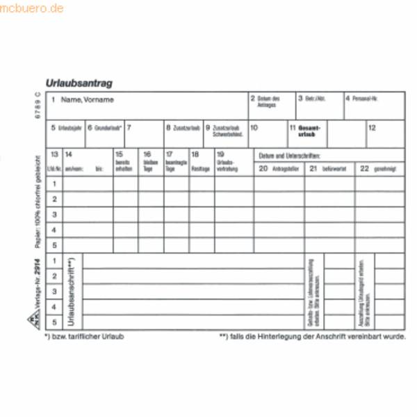 RNKVERLAG - Antragsformular für Urlaub und Freistellung