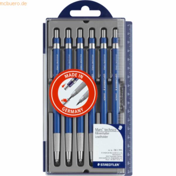 Fallminenstift Mars technico mit Clip HB blau Kunststoffetui mit 6 Stück