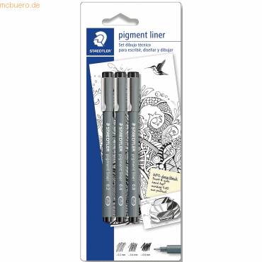 Feinschreiber pigment liner schwarz je 1x 0,1mm, 0,3mm, 0,5mm-0