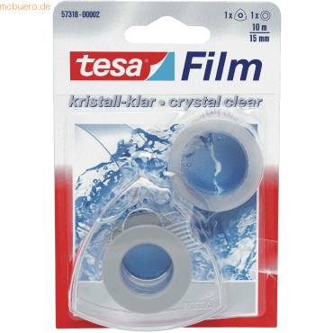 Klebefilm tesafilm kristall-klar 15mmx10m 1x Rolle+EasyCut Handabroller-0