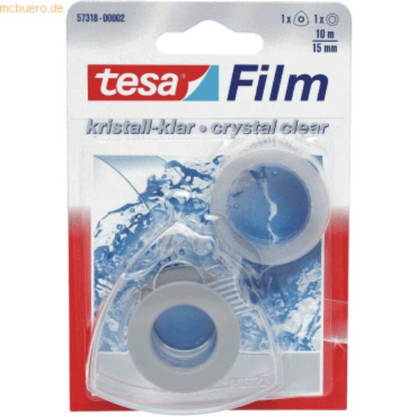 Klebefilm tesafilm kristall-klar 15mmx10m 1x Rolle+EasyCut Handabroller