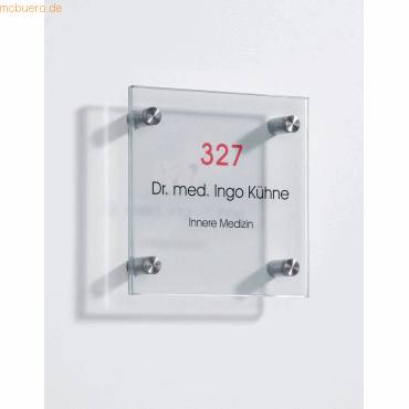 Türschild Serie Skyline 150x150mm 2x4mm ES-Glas klar