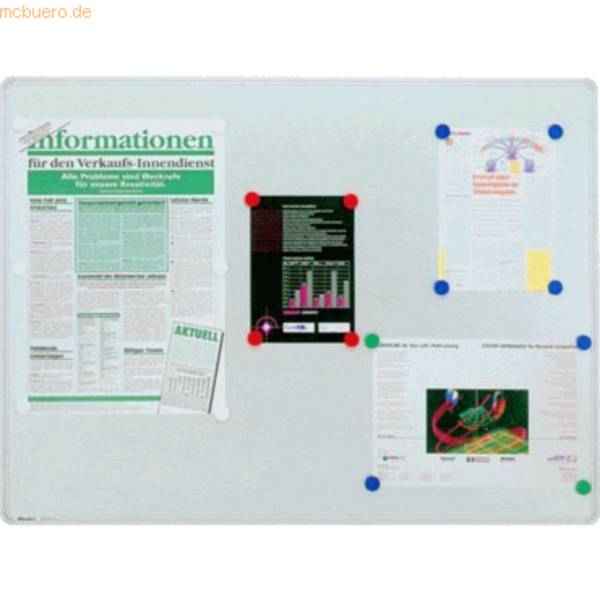 Aushangtafel magnetisch Metalldesign 900x600mm weißaluminium RAL 9006