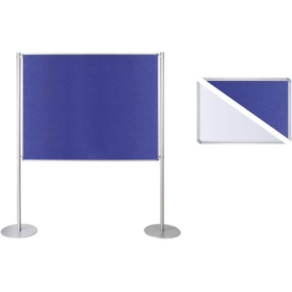 Stellwand-Set Grundelement Tellerfuß Fair/Filz B1800xH1200mm weiß/blau-0