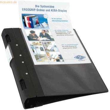 Präsentationsordner Ergogrip A4 30mm 4 Ringe schwarz-1