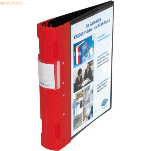 Präsentationsordner Ergogrip A4 50mm 4 Ringe schwarz/rot