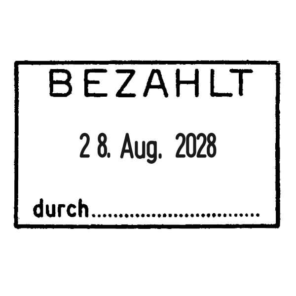 Datumstempel mit Textplatte bezahlt/ durch-1