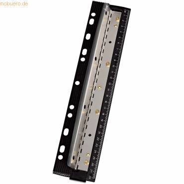 Taschenlocher Business 4-fach-Lochung schwarz Metall mit Lineal-0