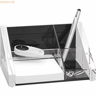 Schreibtischbutler Exclusiv Acryl incl. Zettelbox 150 Blatt glasklar schwarz-0