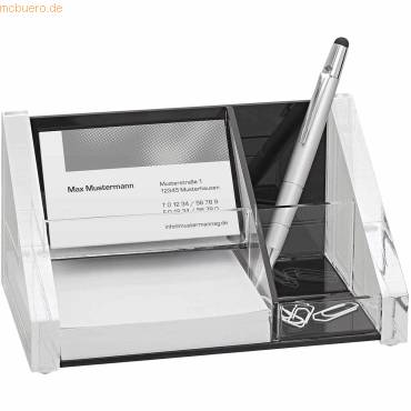 Schreibtischbutler Exclusiv Acryl incl. Zettelbox 150 Blatt glasklar schwarz-1
