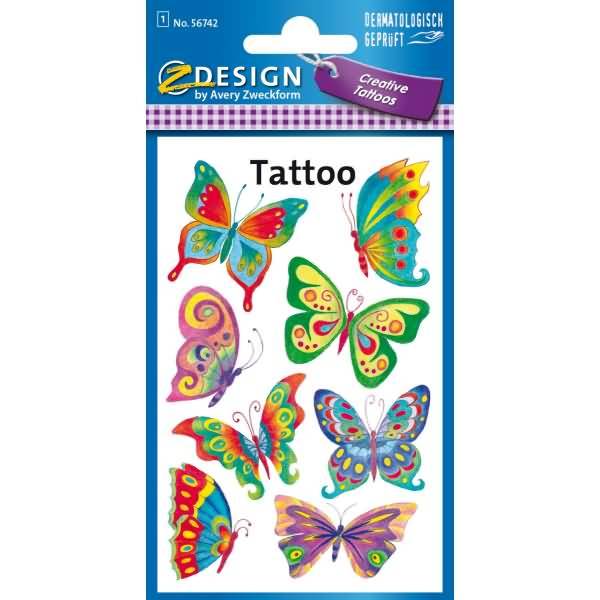Kids Tattoos Schmetterling 8 Motive bunt 1 Bogen-0