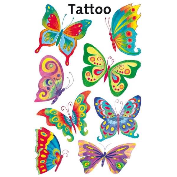 Kids Tattoos Schmetterling 8 Motive bunt 1 Bogen-1