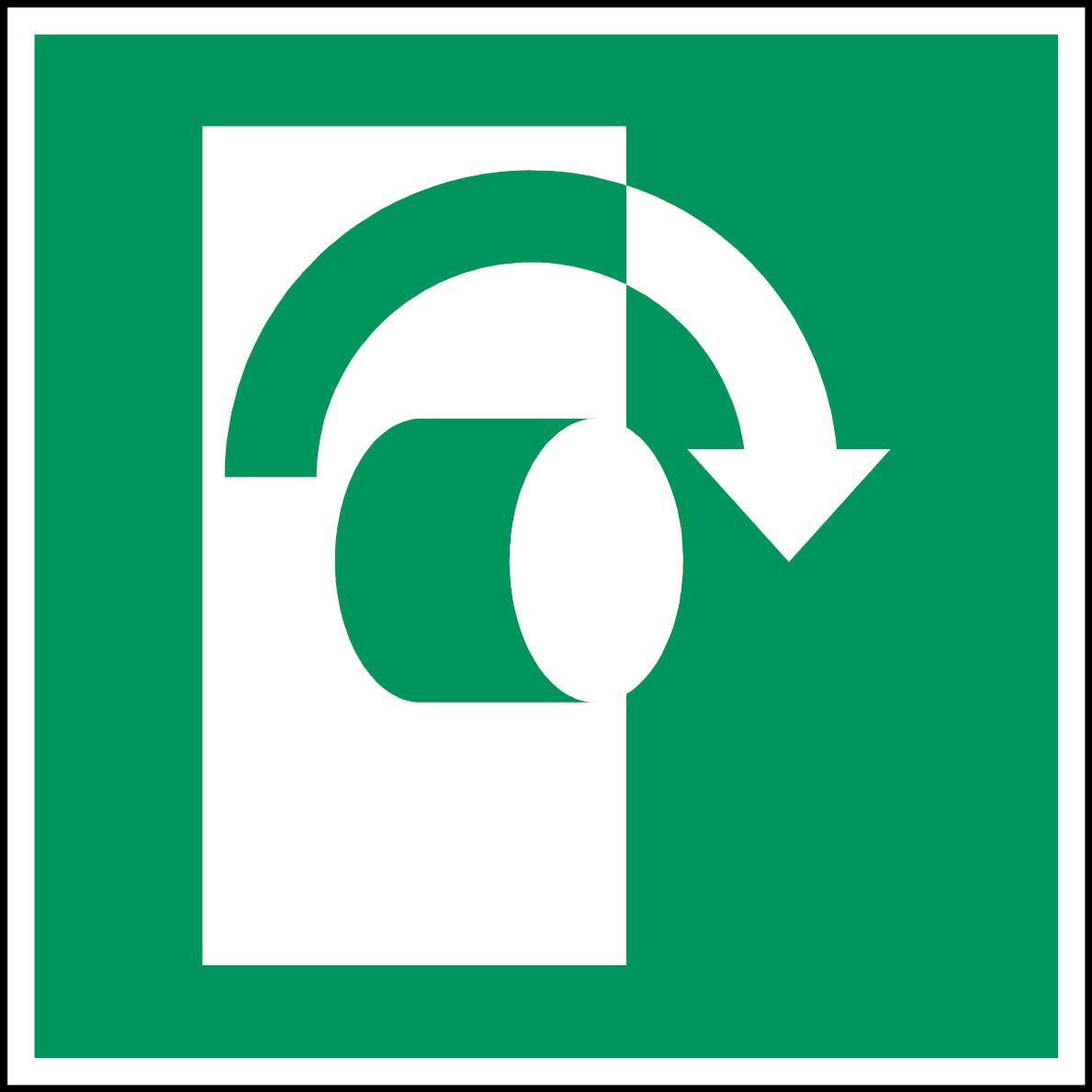 ISO 7010(EMEA) E019 Öffnung durch Rechtsdrehung; Polyester-Folie selbstklebend 100 x 100 mm; 250 Schilder-0