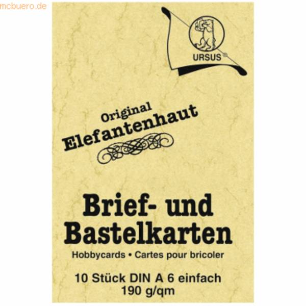 Elefantenhaut Briefkarten 190g/qm A6 VE=10 Stück chamois