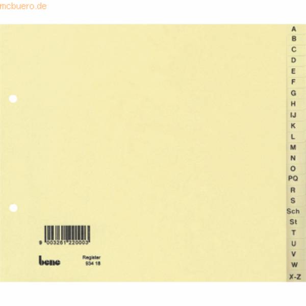 Register A4 A-Z Karton 180g/qm chamois