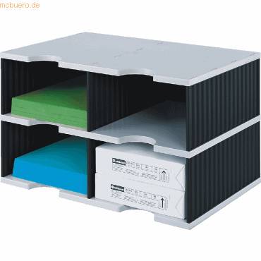 Sortierstation styrodoc Duo JUMBO 4 Fächer grau/schwarz-0