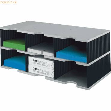 Sortierstation styrodoc trio JUMBO 6 Fächer grau/schwarz-0