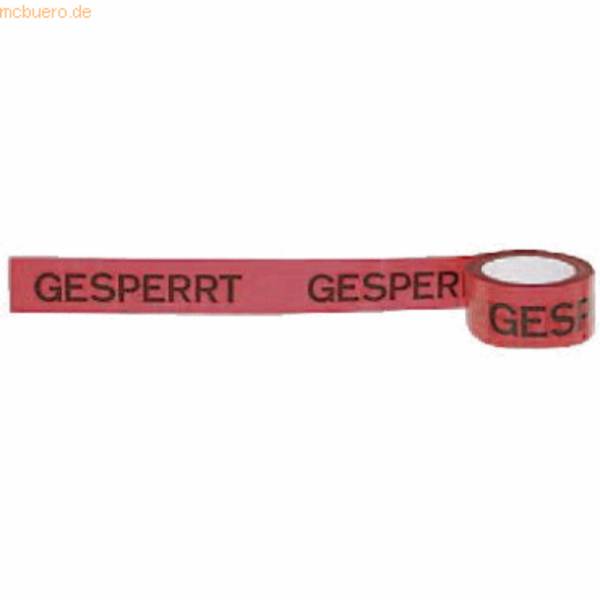 Warndruckband 50mmx60m 'gesperrt' selbstklebend