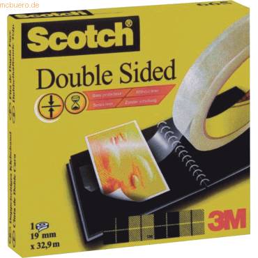Scotch doppelseitiger Klebeband 19mm x 33m, 1 Rolle D6651933-0
