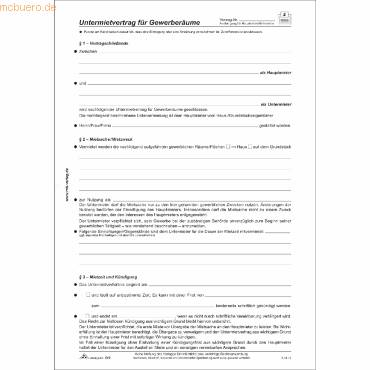 Untermietvertrag für Gewerberäume 4 Seiten gefalzt auf A4-0