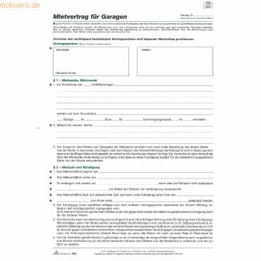 Garagen-Mietvertrag A4 4 Blatt