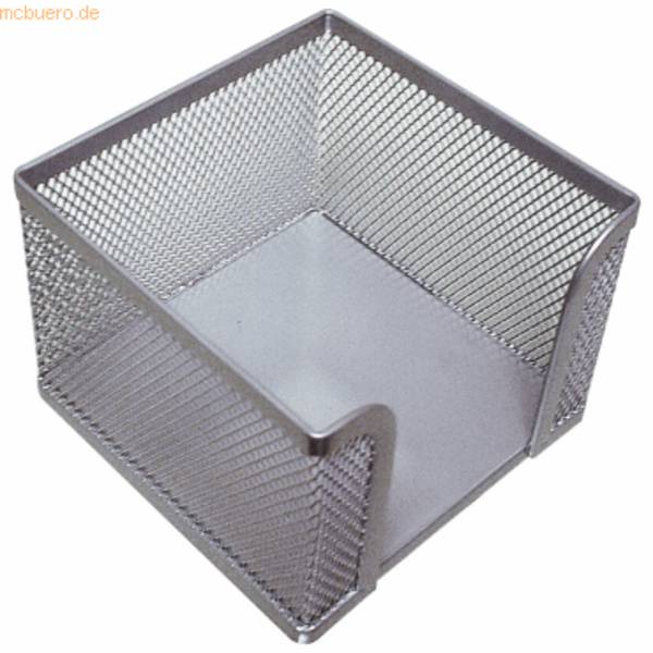 Zettelbox Metall 9,5x9,5x8cm silber leer