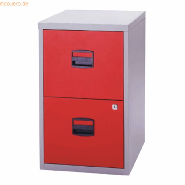 Hängeregistraturschrank 2 Schübe 1-bahnig lichtgrau/kardinalrot