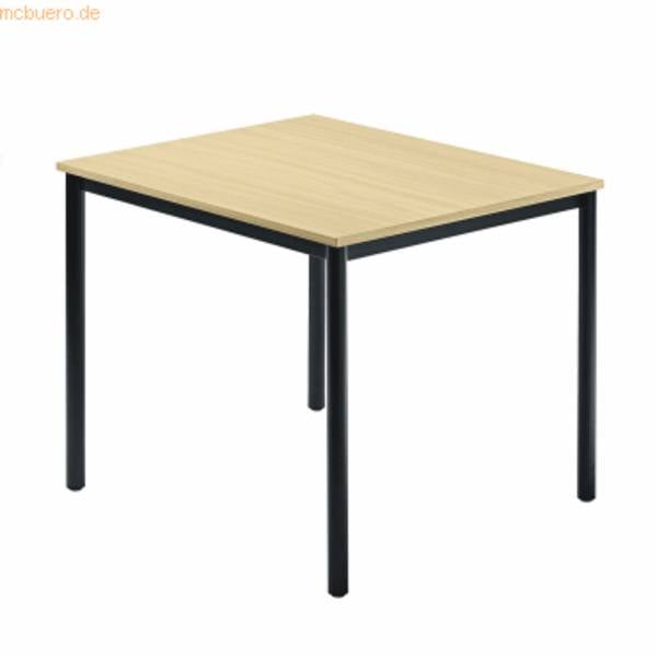 Besprechungstisch 800x800mm Ahorn Fuß Rundrohr schwarz