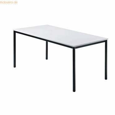 Besprechungstisch 1600x800mm Grau Fuß Vierkantrohr schwarz-0