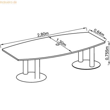 Konferenztisch mit Säulenfüßen 280x130/78cm grau-1