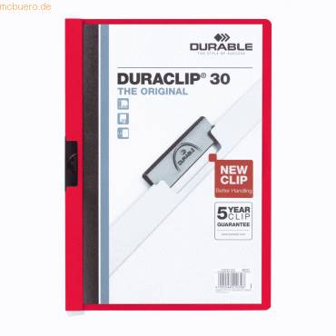Klemmmappe Duraclip Original 30 bis 30 Blatt A4 rot-0