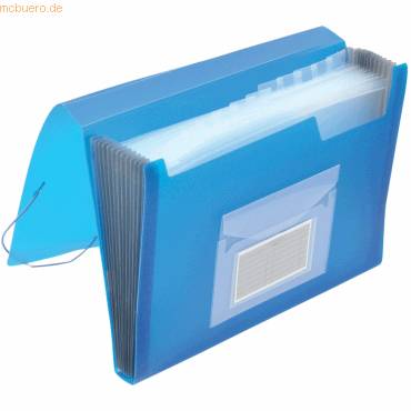 Fächermappe A4 PP mit 13 Fächern transluzent blau-0