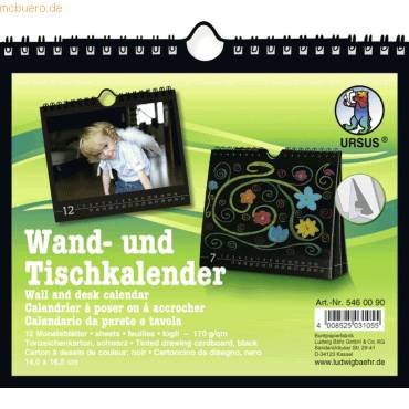 Wand- und Tischkalender 14x16,5cm schwarz-0