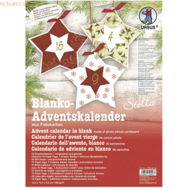 Adventskalender-Set Geschenkboxen blanko Stella 14,5x14,5x4,5cm