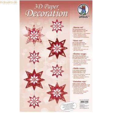 Bastelset 3D Paper Decoration Sterne rot-0