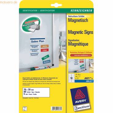 Magnetschild 78x28mm ws 90 St./Pack. - Artikel: 129237001-0