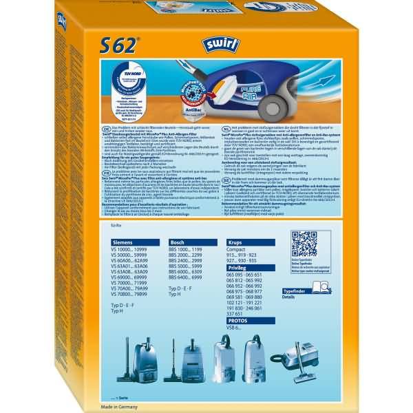 Staubsaugerbeutel S 62 mit MicroporPlus-Filter VE=4 Stück-1