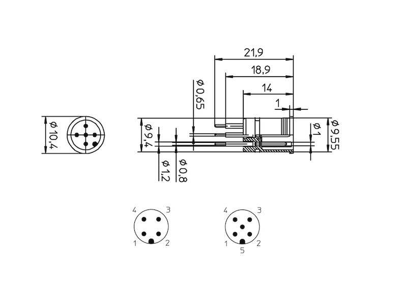 Lumberg RSEL 5 M12 Einbaustecker 5 polig lange Kontakte-1