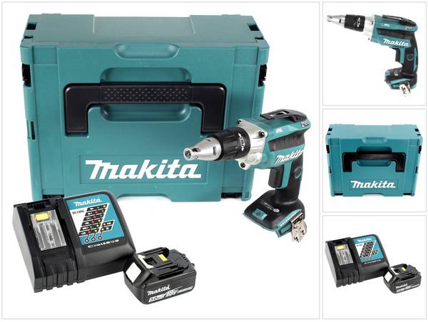 Makita DFS 250 RT1J Akku Trockenbauschrauber 18 V Brushless + 1x Akku 5,0 Ah + Ladegerät + Makpac