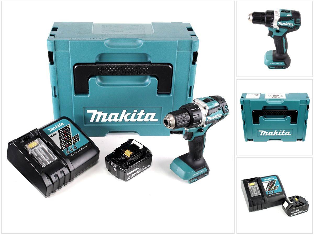 Makita DDF 484 RT1J Akku Bohrschrauber brushless 18V 54Nm + 1x Akku 5,0Ah + Ladegerät im Makpac-0