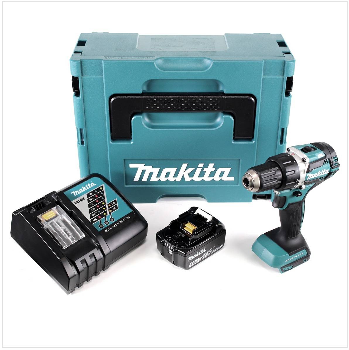 Makita DDF 484 RT1J Akku Bohrschrauber brushless 18V 54Nm + 1x Akku 5,0Ah + Ladegerät im Makpac-1