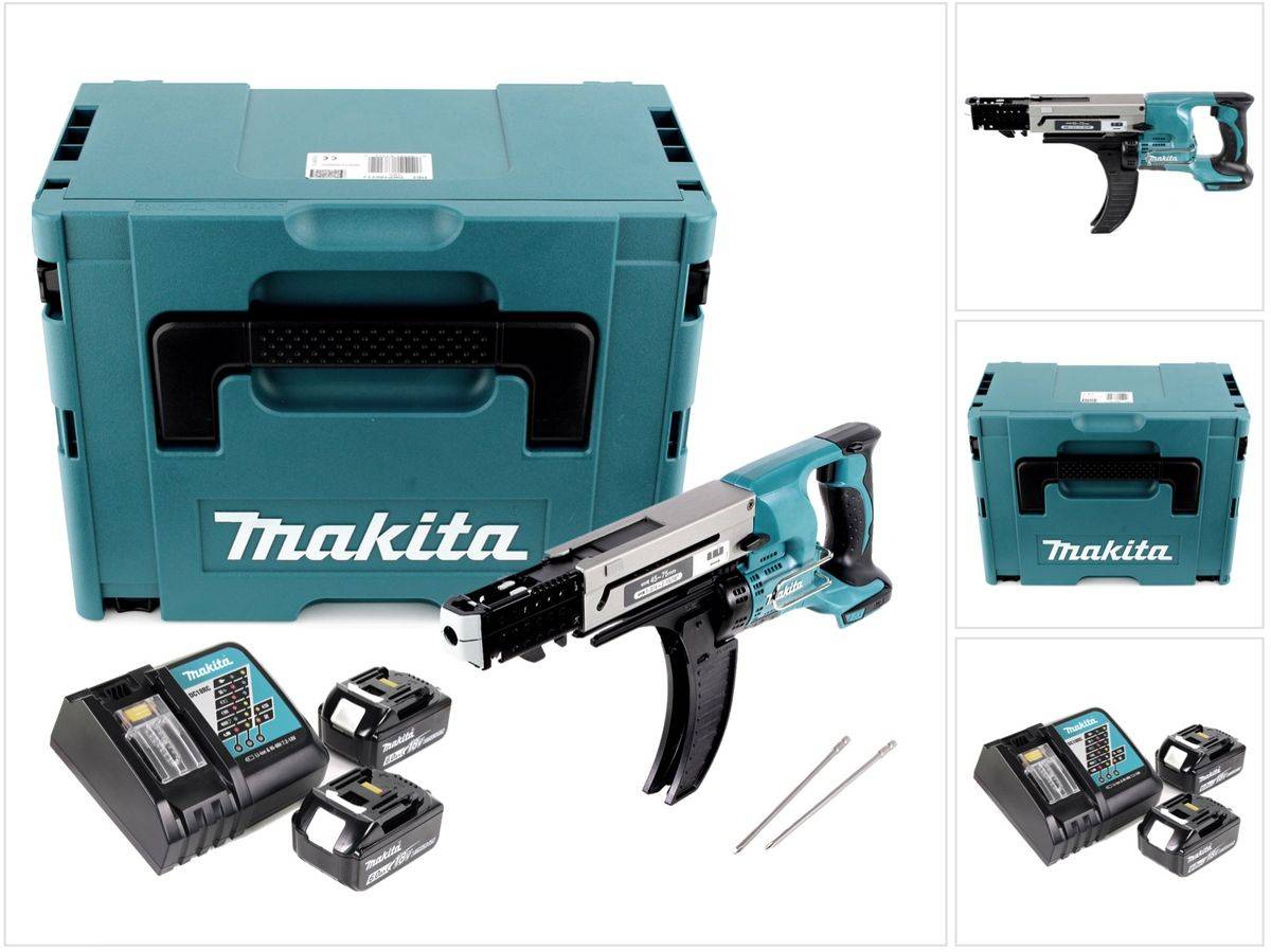 Makita DFR 750 RGJ Akku Magazinschrauber 18V 45-75mm + 2x Akku 6,0Ah + Ladegerät + Makpac-0