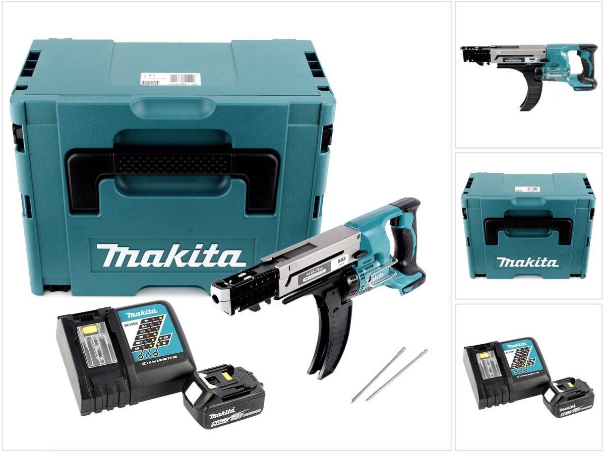 Makita DFR 750 RT1J Akku Magazinschrauber 18V 45-75mm + 1x Akku 5,0Ah + Ladegerät + Makpac-0