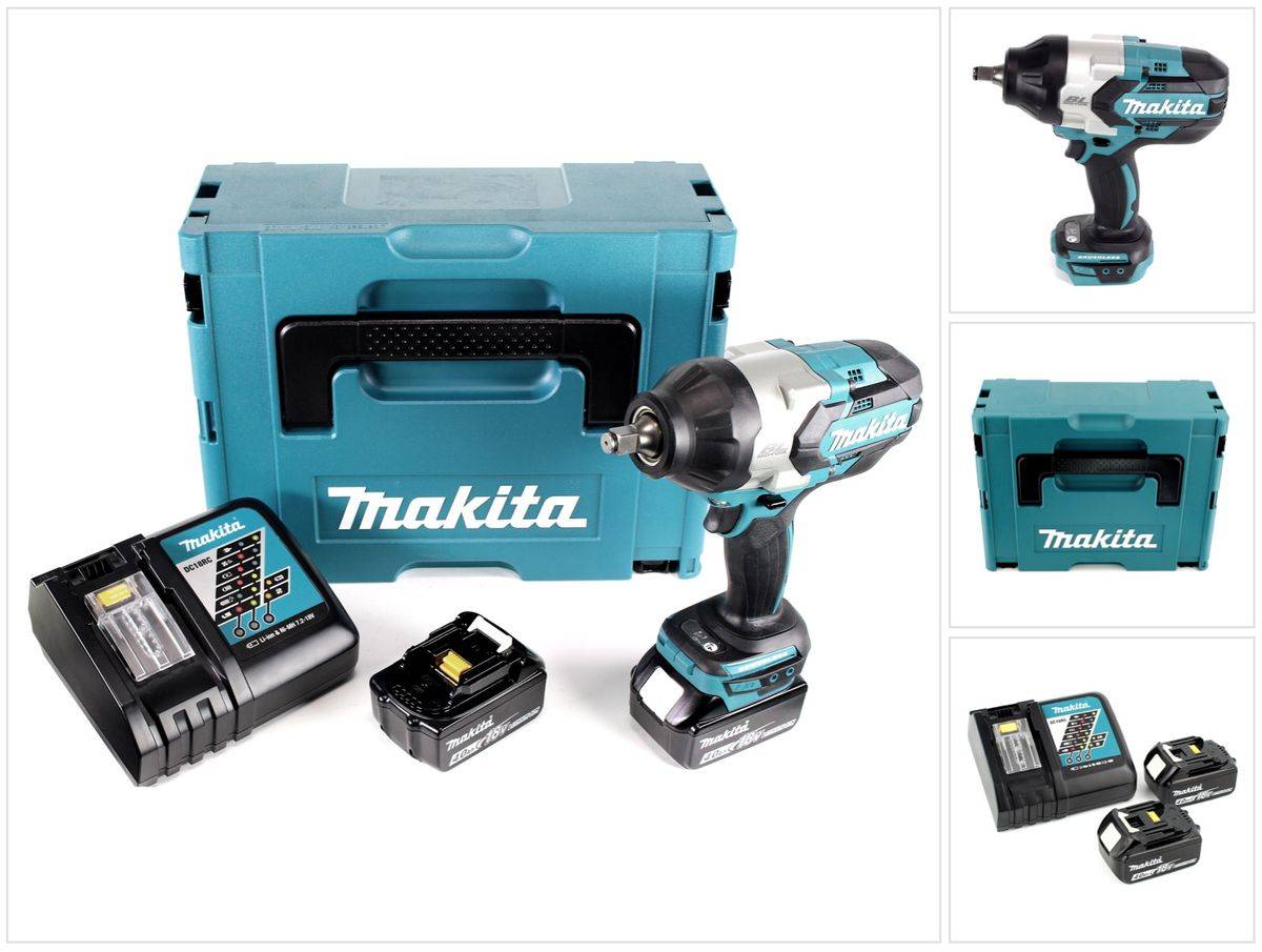 Makita DTW 1002 RMJ Akku Schlagschrauber 1/2“ 18V 1000Nm Brushless + 2x Akku 4,0Ah + Ladegerät + Makpac-0