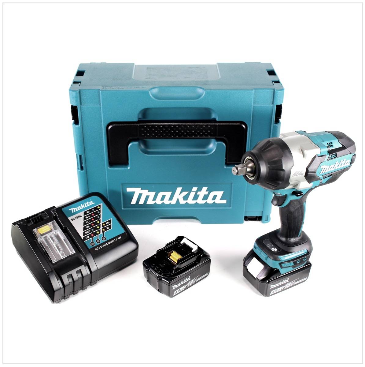 Makita DTW 1002 RMJ Akku Schlagschrauber 1/2“ 18V 1000Nm Brushless + 2x Akku 4,0Ah + Ladegerät + Makpac-1